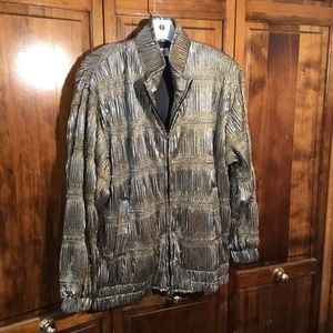 Ares metallic look jacket, pockets, heavy pad, elastic cuffs,copy